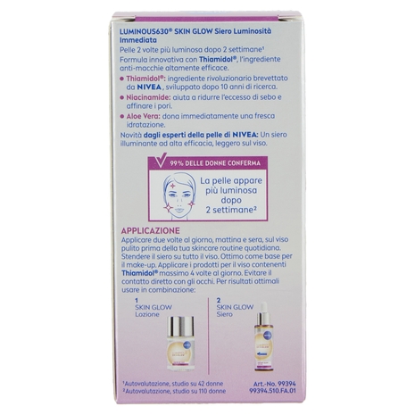 Nivea Luminous630 Skin Glow Siero Luminosità Immediata 15 ml